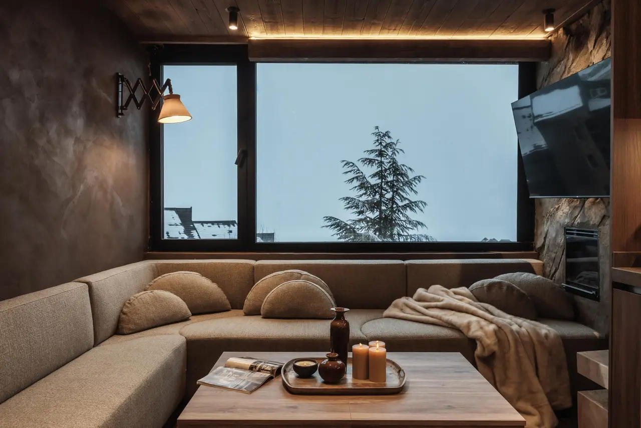 Corner sofa by the window
